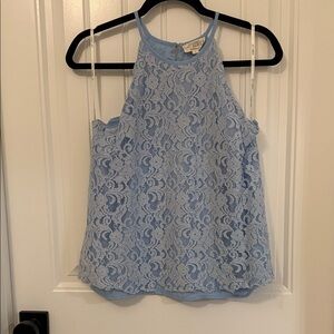 Sweet Wanderer Sky Blue Lace Halter Tank